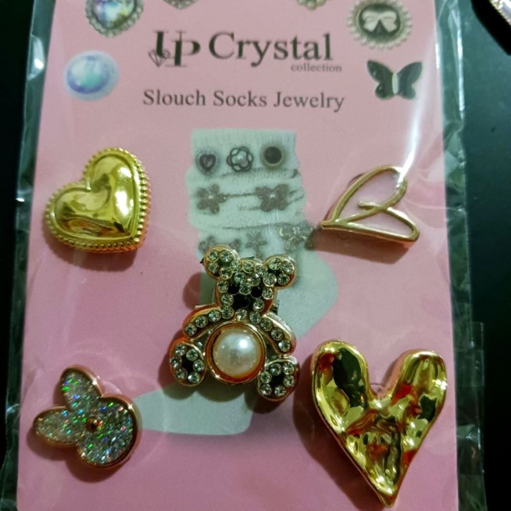 Gold and White Slouch Socks Jewelry PINS